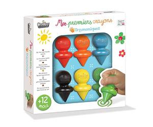 Créa Lign' | 1ers Crayons de Cire Ergonomiques | Dès 12 Mois | 6 Couleurs