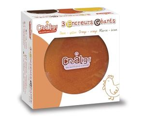 Créa Lign' - Cl86 - Tampon À Imprimer - Boite De 3 Encreurs Géants Ronds - Orange/jaune/marron