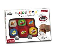Créa Lign - Coffret Loisir Créatif - Tampons Doudou Transport - Dès 18 Mois - CL142, Rouge, Bleu, Vert, Jaune