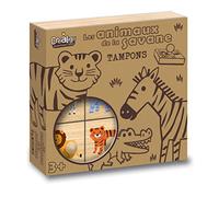 Créa Lign - Coffret Tampons Etui - Les Animaux de la Savane - Dès 3 Ans - CL153, Bois