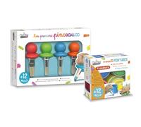 Créa Lign' | Lot 2 en 1 Premiers Pinceaux + Mes Premières Peintures | Coffrets Activités Créatives Bébé dès 12 mois | Loisirs créatifs