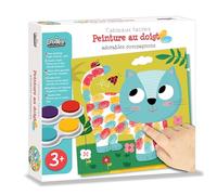 Créa Lign'’ | Peinture au Doigt - Adorables Compagnons | Activité Manuelle dès 3 ans | 6 Tableaux à Décorer + 1 Encreur 4 Couleurs Lavable + Chevalet | Peinture Facile et Propre pour Enfants