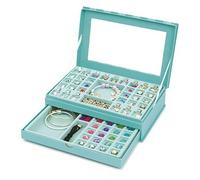 CREA MANIA Boîte à Bijoux Turquoise Classique Velours Laquée Montage sur Table Pas de Fermeture