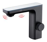 CREA Mitigeur de Salle de Bains Infrarouge, Robinet Lavabo Automatique à Infrarouge, Robinet Lavabo de Salle de Bains Infrarouge, Mitigeur Lavabo Touchless, Noir Mat