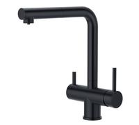 CREA Robinet Cuisine 3 Voies avec Douchette Extractible, Mitigeur 3 Voies Cuisine Pivotant à 360°, Robinetterie Cuisine Eau Potable, Robinet Évier de Cuisine avec Sortie Eau Filtrée, Noir Mat