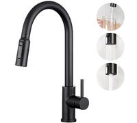 CREA Robinet Cuisine 3 Voies avec Douchette Extractible, Mitigeur 3 Voies Cuisine Pivotant à 360°, Robinetterie Cuisine Eau Potable, Robinet Évier de Cuisine avec Sortie Eau Filtrée,Or