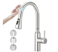 CREA Robinet Cuisine à Capteur Tactile avec Douche Deux types de Jets d’eau extensible, Robinet de Cuisine Mélangeur à Levier unique Mitigeur évier Rétractable en Acier inoxydable pivotant, Mat Brossé
