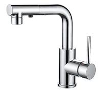 CREA Robinet Cuisine avec Douchette 3 Fonctions, Mitigeur avec Douchette Extractible, pour Cuisine ou Salle de Bain, Lavabo Rotatif à 360°, Chrome