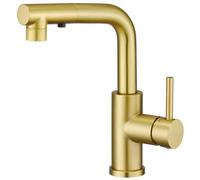 CREA Robinet Cuisine avec Douchette 3 Fonctions, Robinet Mitigeur Cuisine avec Douchette Extractible, Robinet pour Cuisine ou Salle de Bain, Robinet Lavabo Rotatif à 360°,or brossé