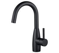 CREA Robinet Cuisine Évier, Robinet Lavabo Pivotant à 360°, Robinet Mitigeur à Bec Haut, Robinet pour Salle de Bain ou Petite Cuisine, Noir Mat