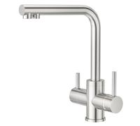 CREA Robinet de Cuisine 3 Voies, Mitigeur 3 Voies Cuisine Pivotant à 360°, Robinetterie Cuisine Eau Potable, Robinet Évier de Cuisine avec Sortie Eau Filtrée,Brossé