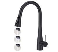 CREA Robinet de cuisine à 3 voies avec douchette extensible, robinet d'eau potable Robinet de cuisine, mitigeur d'évier de cuisine pour filtre à eau, systèmes d'osmose, acier inoxydable noir