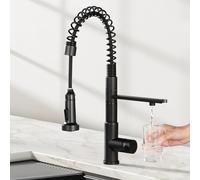 CREA Robinet de Cuisine à 3 Voies avec Douchette Extractible et Rétractabl, Mitigeur de Cuisine, 2 en 1 Mitigeur évier Cuisine pour Systèmes Filtre à eau et d'Osmose en Acier Inoxydable noir