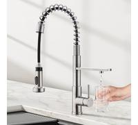CREA Robinet de Cuisine à 3 Voies avec Douchette Extractible et Rétractabl, Mitigeur de Cuisine, 2 en 1 Mitigeur évier Cuisine pour Systèmes Filtre à eau et d'Osmose en Acier Inoxydable brossé