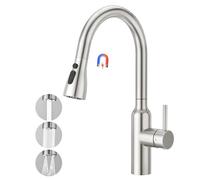 CREA Robinet de Cuisine avec Douchette Extractible, Mitigeur Monocommande Robinet Évier de Cuisine de Pulvérisation Haute Pression avec Aimant Rétractable en Acier Inoxydable Mat Brossé