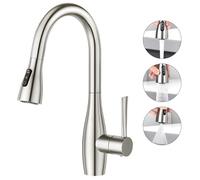 CREA Robinet de cuisine avec douchette extractible, robinet mitigeur de cuisine avec 3 fonctions, robinet mitigeur pivotant à 360° pour évier de cuisine, mitigeur d'évier de cuisine, robinet mitigeur