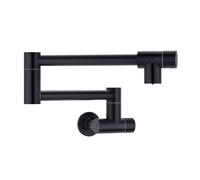 CREA Robinet de Cuisine Pliable Mural,Robinet d'évier de cuisine,Robinet d'eau froide,Robinet de Remplissage de Casserole Pliable,Pivotant à 360°,Avec deux poignées,Noir mat