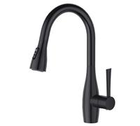CREA Robinet de Cuisine, Robinet Cuisine avec Douchette Extensible, Robinet Cuisine Mitigeur avec 3 Modes de Jet, Robinet Évier Cuisine Rotatif à 360°, Noir Mat