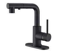 CREA Robinet d'Évier de Cuisine Noir Avec Pulvérisateur Extractible - Mini Robinet de Préparation de Bar et Salle de Bain à Poignée Unique