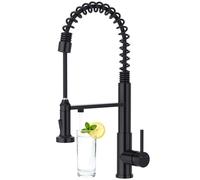 CREA Robinet Évier de Cuisine à 3 Voies avec Douchette Extractible et Rétractab, Mitigeur Monocommande Monotrou avec Systèmes Filtre à eau et d'Osmose, noir