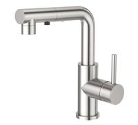 CREA Robinet Mural Robinet de Cuisine, Robinet de Cuisine Mitigeur de Cuisine Rotatif à 360° Robinet d'évier de Cuisine,en acier inoxydable brossé, robinet d'évier pour évier,Brossé