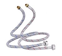 CREA Tuyau Blindé Tuyaux de Raccordement G 3/8 DN6 de 70cm de longue pour Robinet D'eau, Filetage de Compression Tuyau d'eau flexible 2 Pièces (1 Paire)