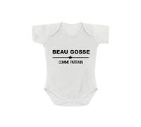 Créa03 Body Beau Gosse comme Parrain 1 mois blanc 100% coton, baptème demande, marraine, annonce grossesse, idée cadeau homme, noël, anniversaire