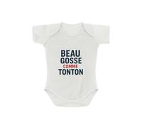 Créa03 Body Beau Gosse comme Tonton 1 mois blanc 100% coton, idée-cadeau-annonce-naissance-noël-anniversaire, tata, frère