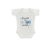 Créa03 Body/bodie blanc 100% coton Bientôt un Papy comblée 1 mois, idée cadeau, annonce, grossesse, bébé, noêl, anniversaire, fête, papi, mamie, grand parent