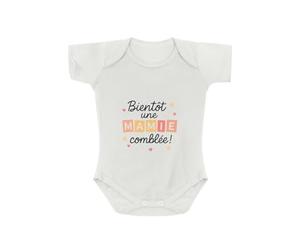 Créa03 Body/bodie blanc 100% coton Bientot une Mamie comblée 1 mois, idée cadeau femme, annonce, grossesse, bébé, grand mère, grand parent
