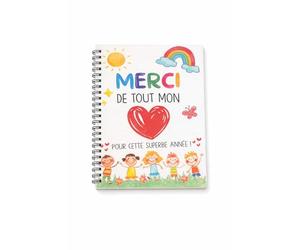 Créa03 Carnet A5 100 Pages lignées à Spirale - Merci de Tout Mon Cœur pour Cette Superbe Année - Idée Cadeau Remerciement fin d'année scolaire, atsem, avs, aesh, maitre, maitresse