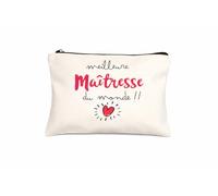 Créa03 Grande Trousse/Pochette Meilleure Maîtresse du Monde, Idée Cadeau, Fin d'Année Scolaire, Maîtresse, AVS, Atsem, Nounou