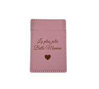 Créa03 Miroir de Poche en Simili Cuir Rose, Inscription La Plus Jolie Belle Maman, Idée Cadeau Femme, Anniversaire, fête, noël, Belle mère, Beau père