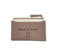 Créa03 Porte-Carte Femme en Simili Cuir,Vieux Rose Copine de compet'', 3 Compartiments à Cartes, 1 Compartiment à Billets, 13.5x9cm, idée Cadeau Femme, Anniversaire, Noel, Fete, Amie, pote, BF, BFF