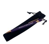Créa03 Stylo métal au toucher doux violet foncé gravé Meilleure ATSEM du monde idée cadeau fin d'année scolaire, maitresse, maitre, école, instituteur, AVS