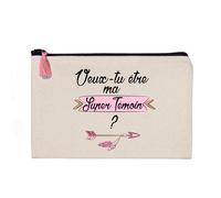 Créa03 Trousse/Pochette Veux-tu être ma Super Témoin? 100% Coton, idée Cadeau, Demande, Annonce, Mariage, EVJF,