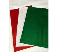 creadetex Feutrine 3 Coupons LOT Tissu Noel Feuille 1 Blanc 1 Vert 1 Rouge 30 x 20 cm