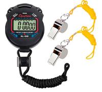 CREADY Chronomètre sportif avec 2 sifflets en acier inoxydable, chronomètres sportifs pour football, natation ou athlétisme, chronomètre, oppositions, idéal pour arbitre