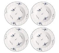 CREAFLOR Lot de 4 Assiettes Creuses Vieux Luxembourg D. 23 cm (Blanc/Bleu) Villeroy & Boch
