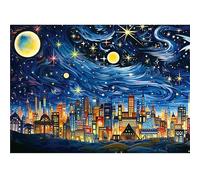 CREAFOMIFE Puzzle 1000 pièces pour Adultes - Difficile et Stimulant - Cadeau pour passionnés de Puzzles - Lumières de la Ville et Nuits étoilées 70 x 51 cm