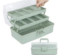 Creahaus Boîte de rangement multifonction 35,6 cm à 3 couches avec compartiments et accessoires en plastique