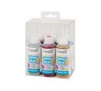 Creall® Glue à paillettes set de 6 pièces de 100 ml en bleu, vert, rose rouge, or, argent