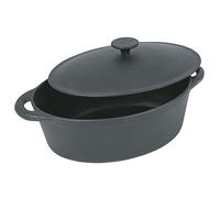 Crealys 501509, COCOTTE Gourmet Onyx ovale en fonte émaillée 4 litres - Extérieur noir et intérieur noir - toutes sources de chaleur y compris induction