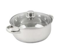 Crealys 502385 Faitout en Inox 4L + Couvercle Verre Diamètre: 24 cm