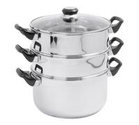 Crealys 503443, Cuit Vapeur Inox diam. 24 cm - 3 niveaux + couvercle verre - tous feux dont induction