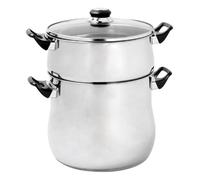 Crealys 504940, Couscoussier Acier Inoxydable 12 litres, Diamètre 24 cm - Poignées thermorésistantes, couvercle verre - Tous feux dont induction, Noir