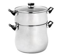 Crealys 504940, Couscoussier Acier Inoxydable 12 litres, Diamètre 24 cm - Poignées thermorésistantes, couvercle verre - Tous feux dont induction, Noir