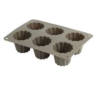 Crealys 513013 Moule à 6 Cannelles en Silicone Candy Gris 20 x 15 x 5 cm