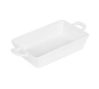 Crealys 518110 Plat rectangulaire en Grès Gamme SEDUCTION L 19.5 cm x l 10 cm - Coloris Blanc Avec anses