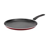 Crealys 519968 Crépière Aluminium pressé CERISE Ø 28 cm - Revêtement anti-adhésif - Coloris Rouge métallisé - Poêle à crêpes tous feux dont induction